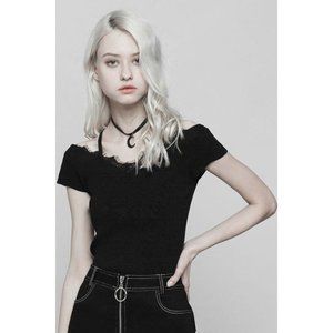 NWOT Punk Rave Lace V-Collar Short Sleeve Top